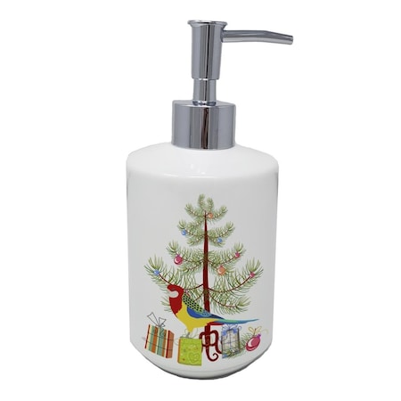 Carolines Treasures 7 x 3.5 in. Rosella Merry Christmas Ceramic Soap Dispenser CK4503SOAP